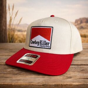 OTTO Cowboy Killer Country Deep 5 Panel Snapback Hat Red Cream Cap